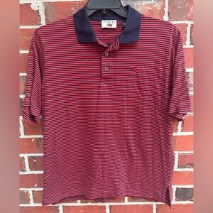 Perlis Pima Cotton Large Red Blue Striped Crawfish Short Sleeve L Golf Polo B-3